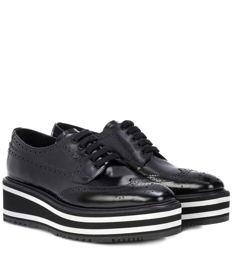 prada wingtip leather brogues|Black Brushed Leather Derby Brogue Shoes .